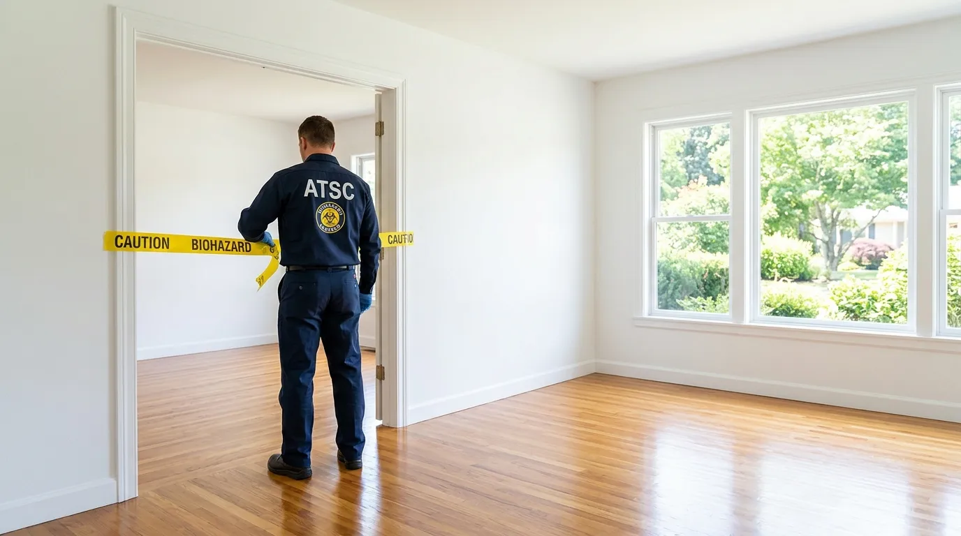 Certified biohazard cleanup crew performing Trauma Scene Cleanup in Glen Oaks